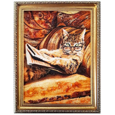 Картина из янтаря "Умный кот" 20x30 Картина из янтаря "Умный кот" 20x30