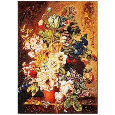 Картина из янтаря "Ваза с цветами" 20x30