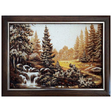 Картина из янтаря "Лесной водопад" 20x30