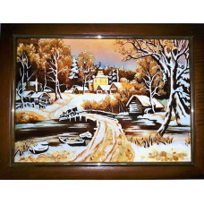Картина из янтаря "Первый снег" 20x30 Картина из янтаря "Первый снег" 20x30