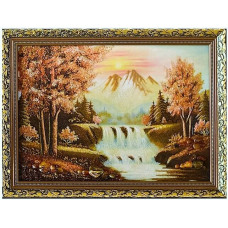 Картина из янтаря "Водопад" 20x30