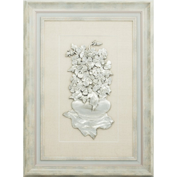 Картина из серебра "Фиалка серебряная" Картина из серебра "Фиалка серебряная"